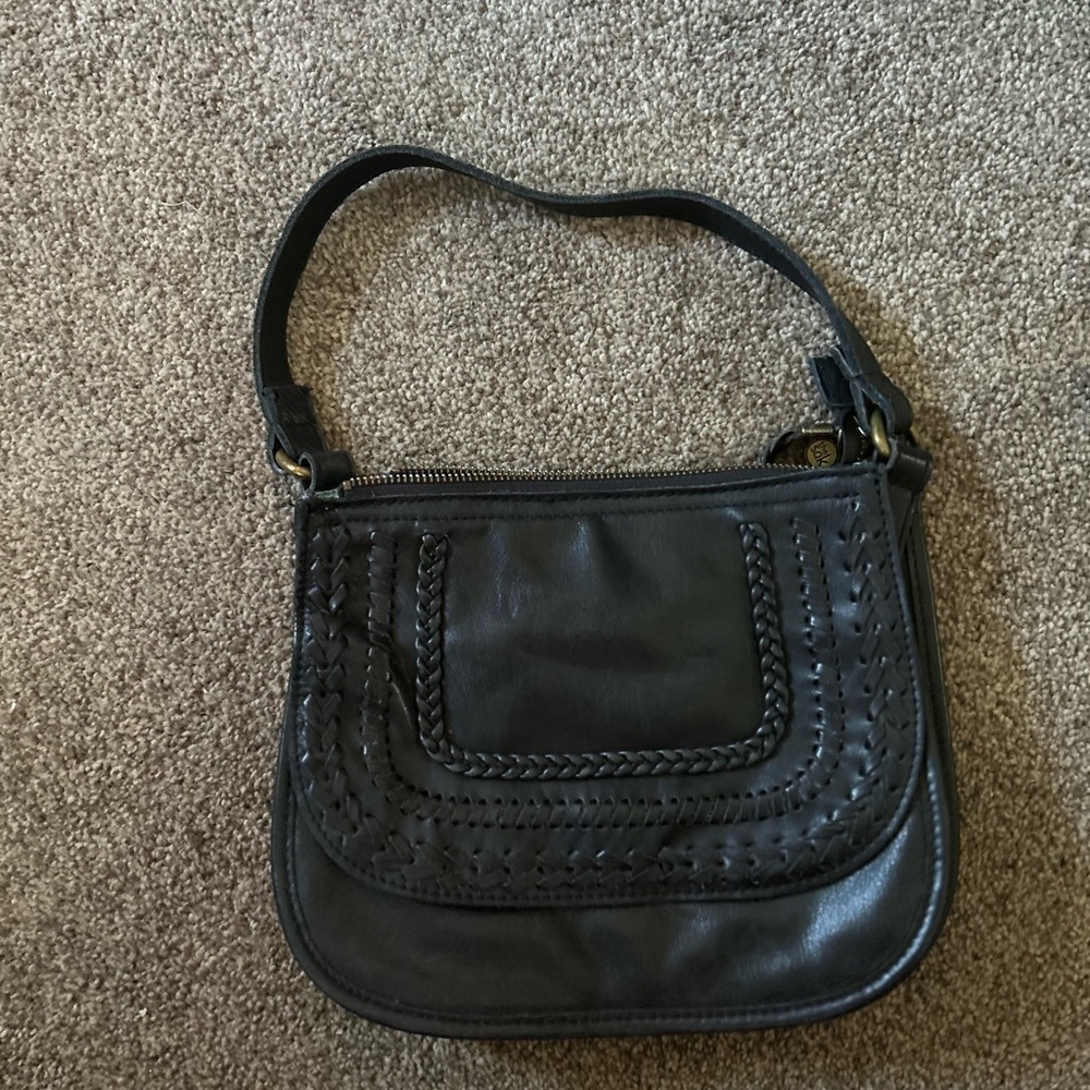 The Sak Black Shoulder Bag with Vintage Leather Look